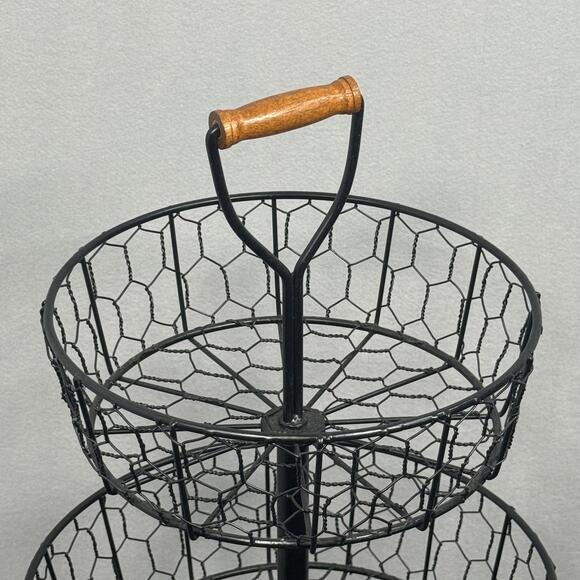 Three Tier Metal Kitchen Basket 15" Wide  26" Tall Collapsible & Rearrangeable - Picture 3 of 7